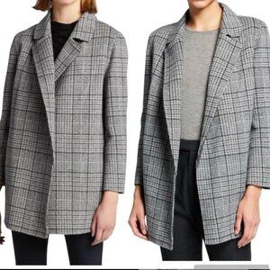 Theory Clairene Wool-Cashmere Plaid Coat Size 12